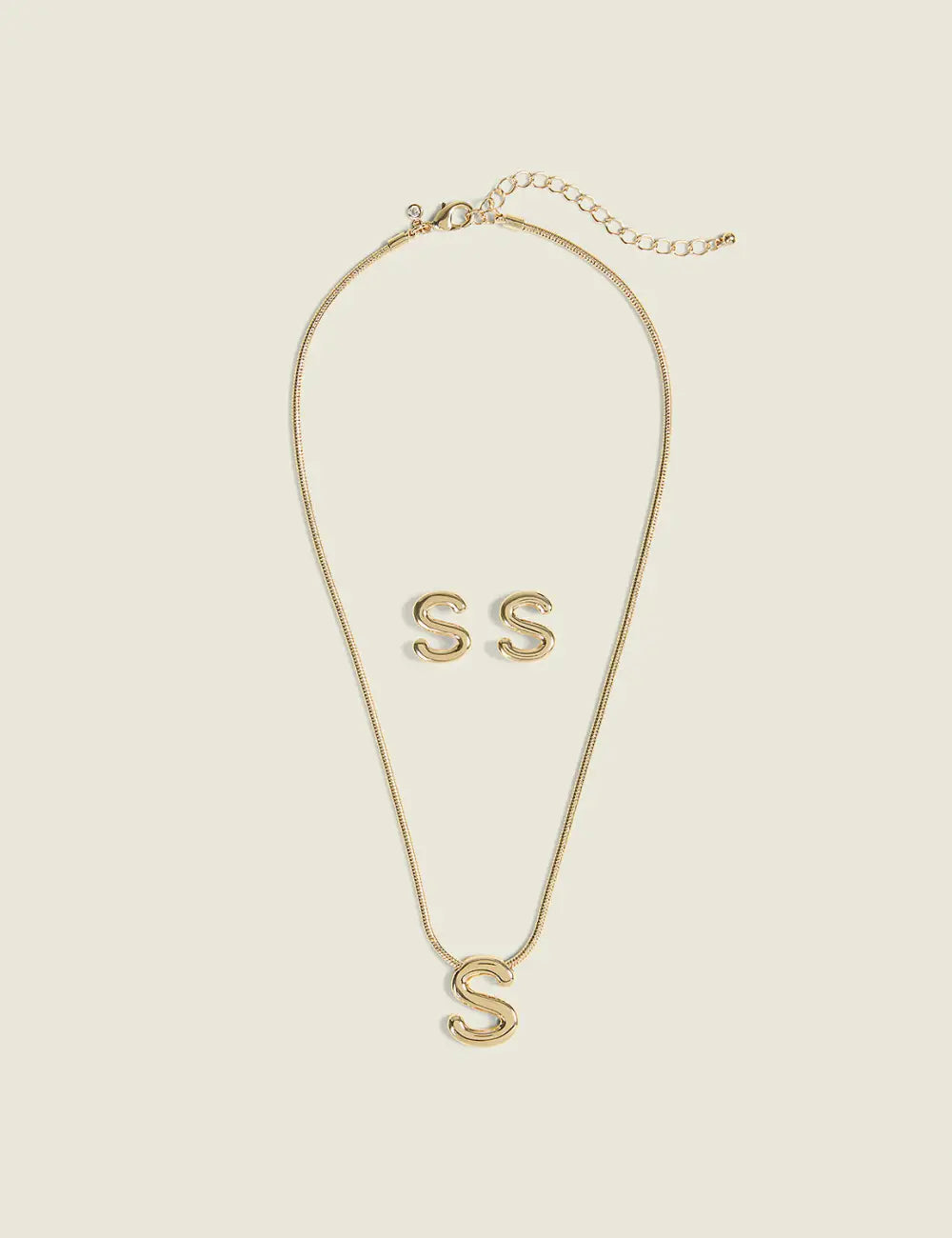 Initial Necklace & Earring Set