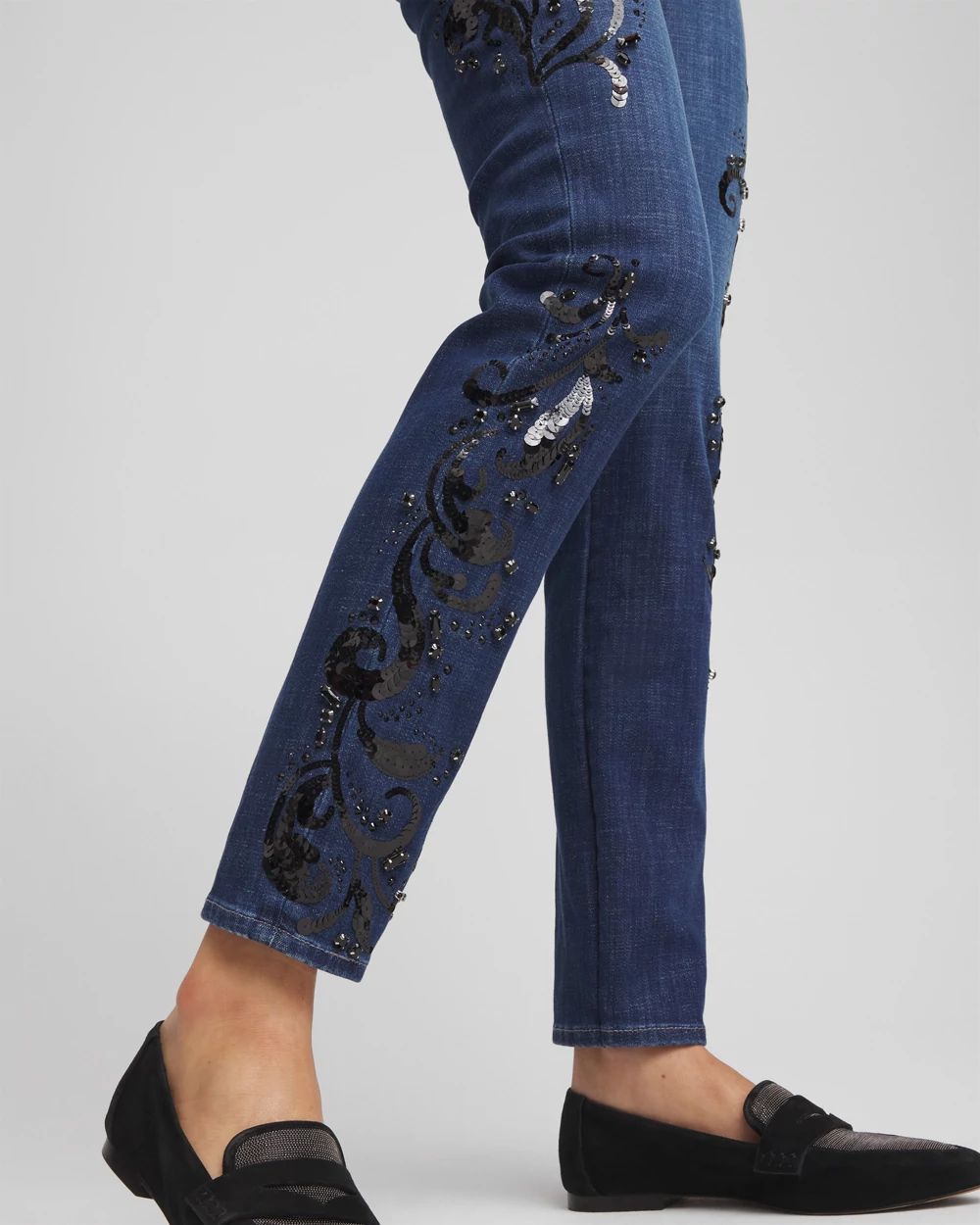 So Slimming® Girlfriend Embroidered Ankle Jeans