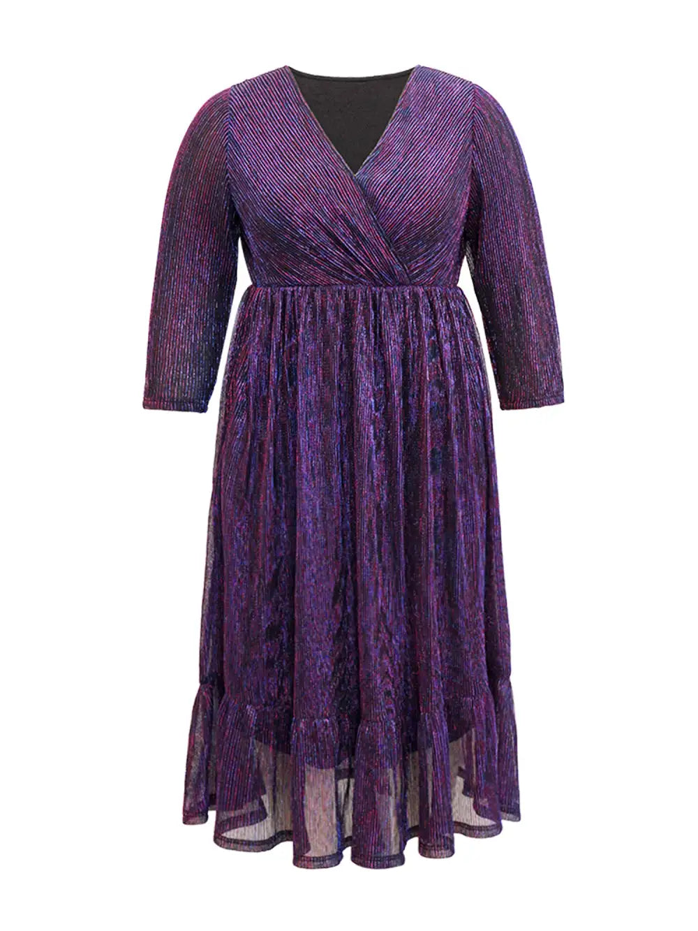 Luxe Mesh Pleated Elastic Waist Wrap Dress
