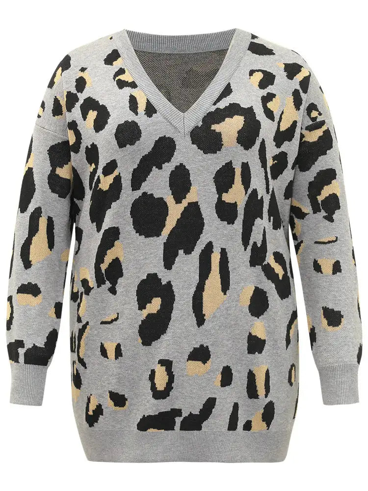 Anti-Pilling Leopard Elastic Cuffs Pullover