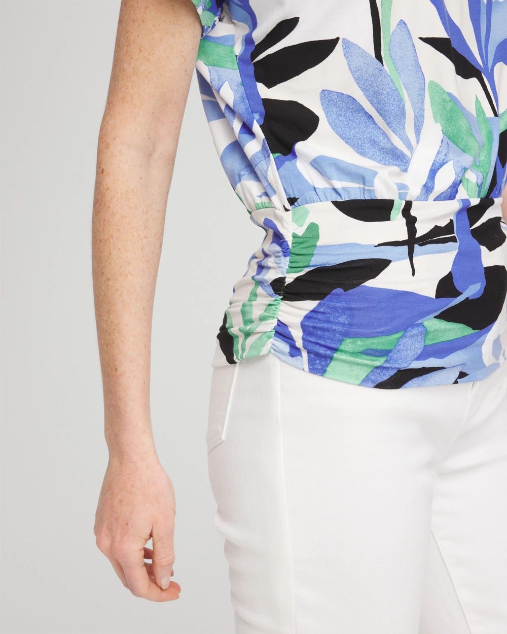 Touch of CoolTM Tropics Ruched Banded Hem Top