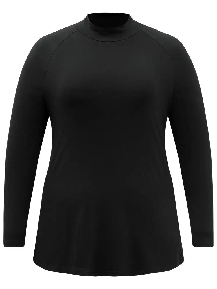 Cotton Mock Neck Raglan Sleeve T-Shirt