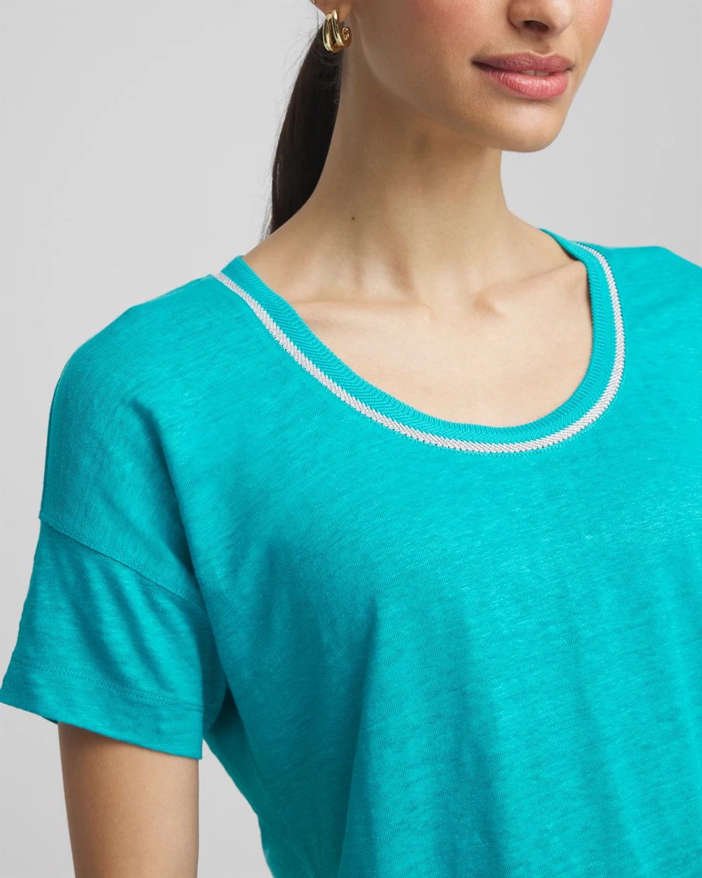 Sweater Trim Linen Tee