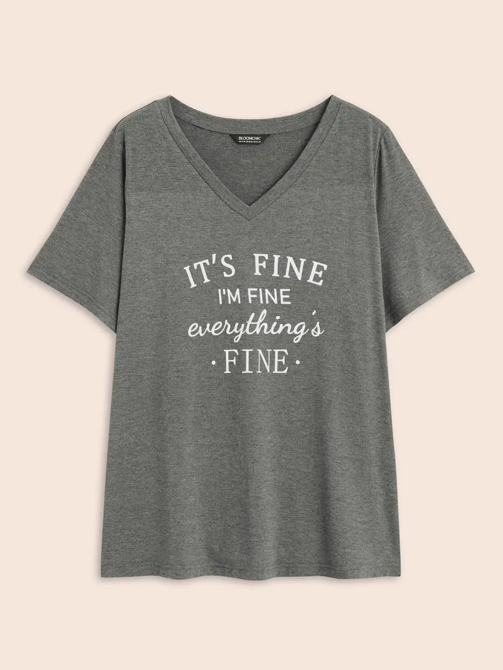 Letter Print V Neck T-Shirt