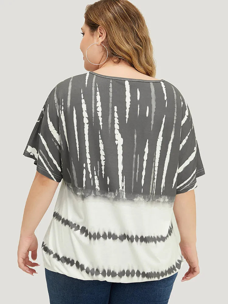 Tie Dye Batwing Sleeve T-shirt