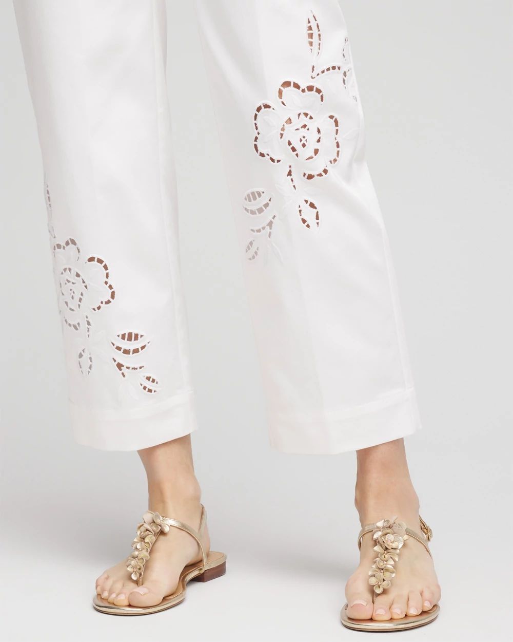 Sateen Cutout Cropped Pants