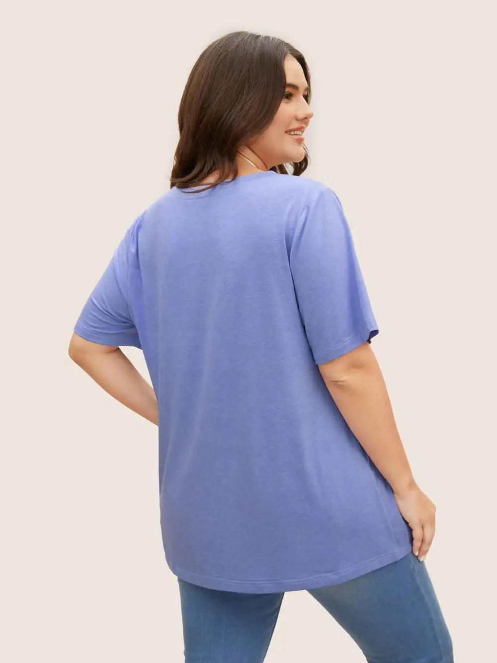Moon And Star Print V Neck T-Shirt
