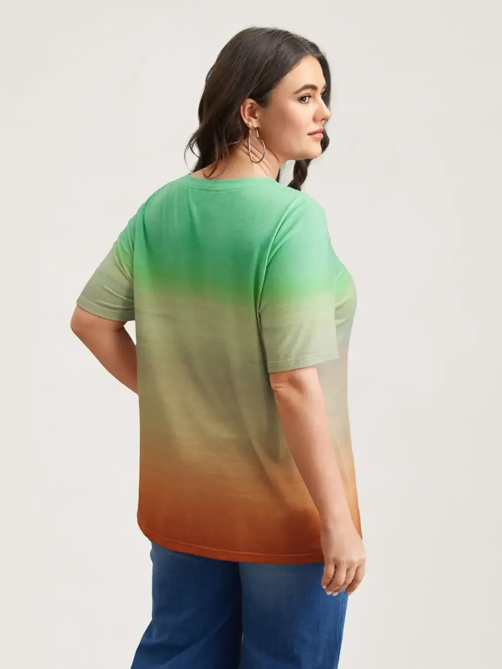 Gradient Beach Print Fitted T-Shirt