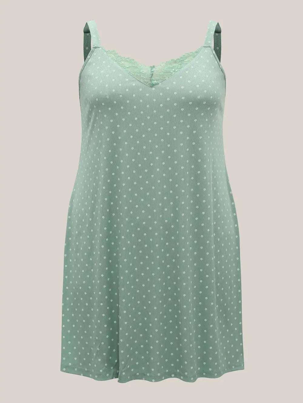Lace Neck Polka Dots Textured Loungewear