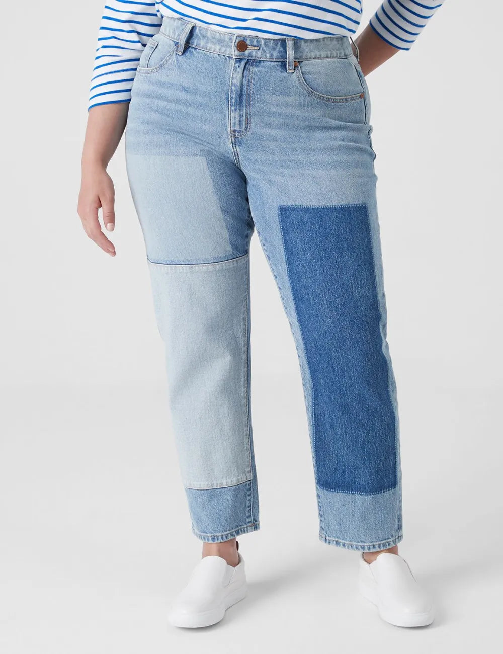 Boyfriend Fit Patchwork Jean