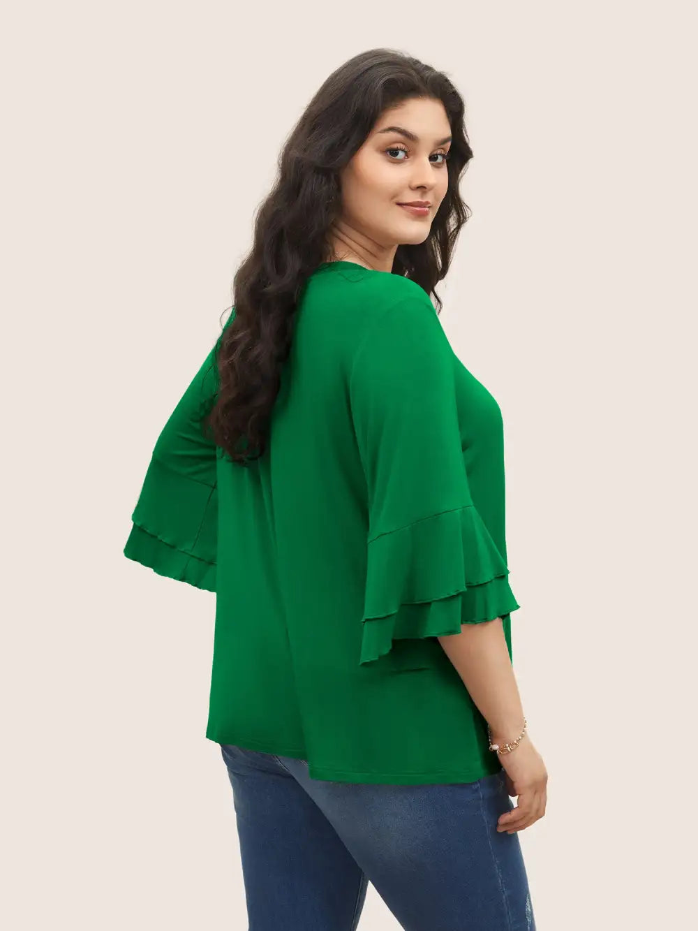 Supersoft Essentials Ruffle Layered Sleeve Pleated T-Shirt