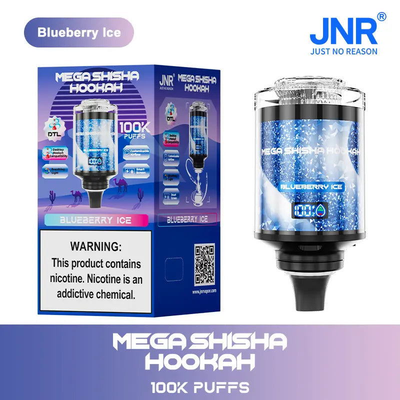 JNR Mega Shisha Hookah 100000 100K Puffs Large Capacity LED Display Disposable Vape