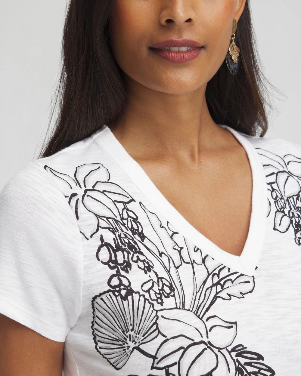 Placed Floral Cap Sleeve Tee
