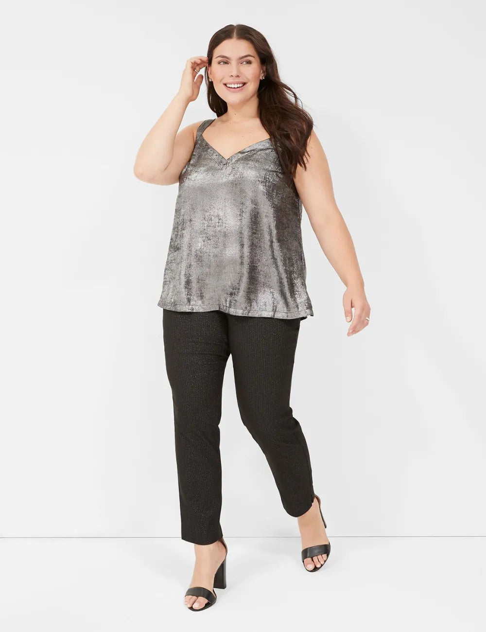 Relaxed V-Neck Satin Slip Cami