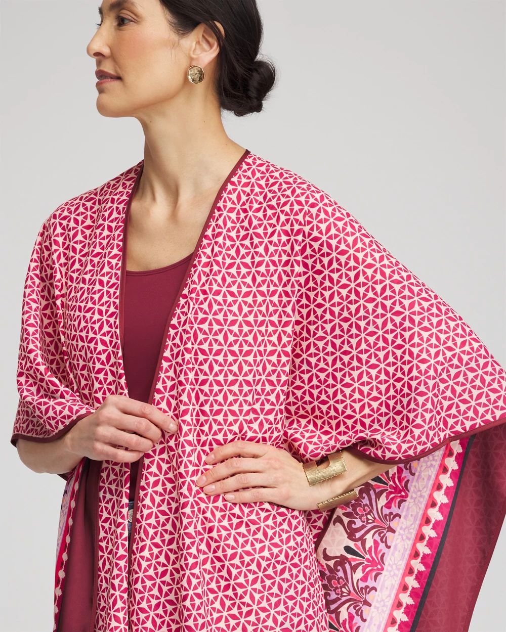 Reversible Mirage Print Ruana