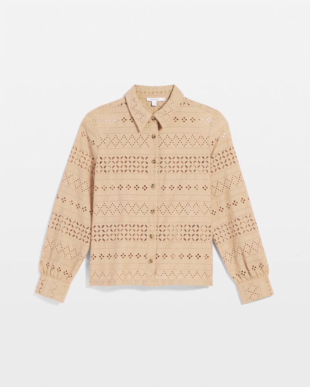 Embroidered Eyelet Collared Shirt
