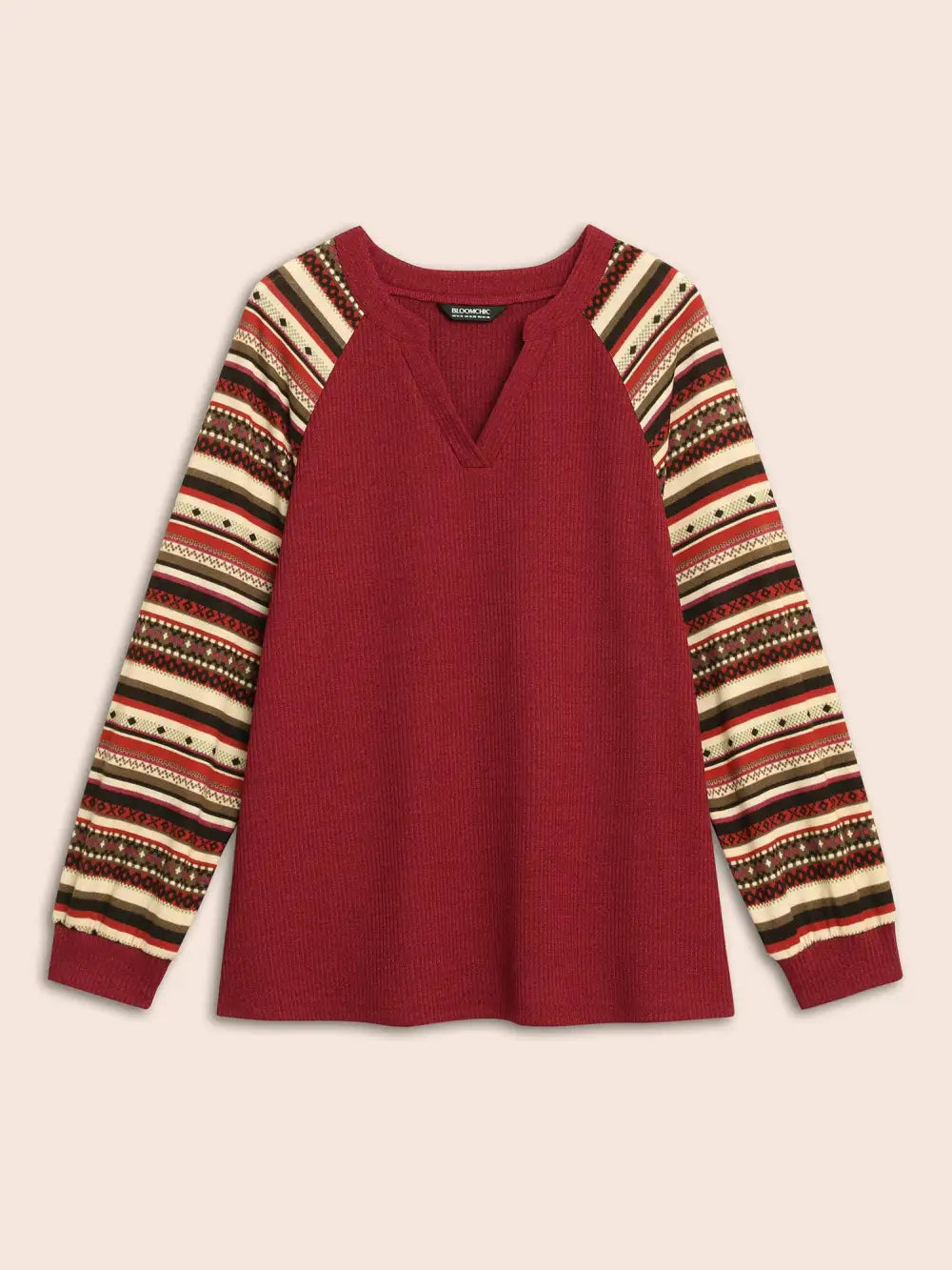 Festive Striped Raglan Sleeves Sweatshirt