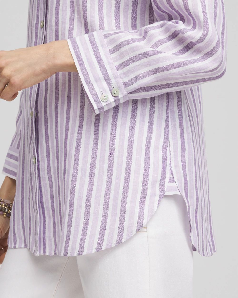 No IronTM Plum Striped Linen Shirt