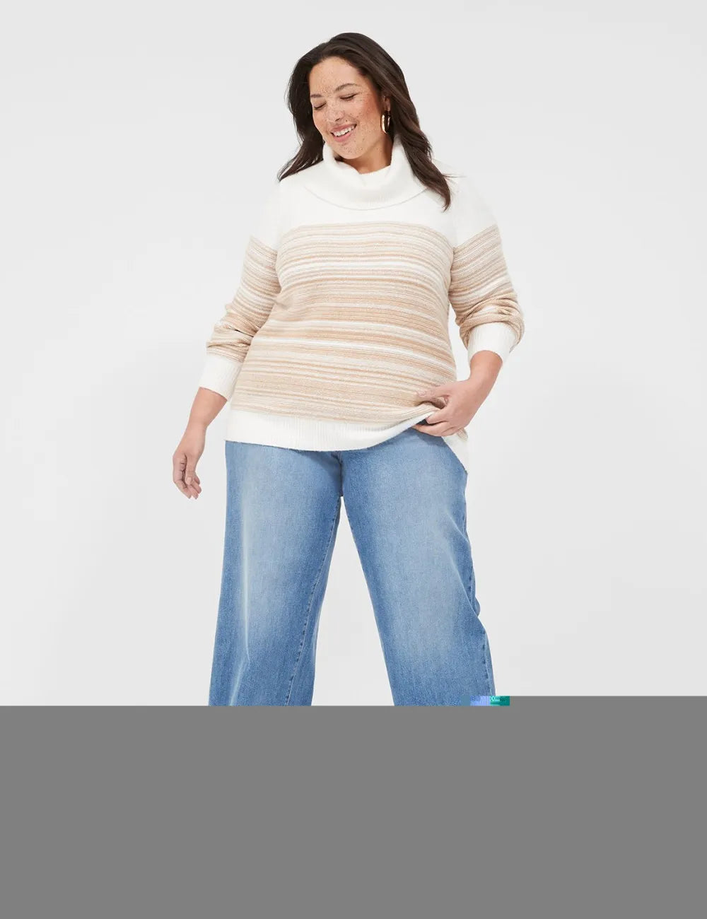 Cowlneck Striped Sweater