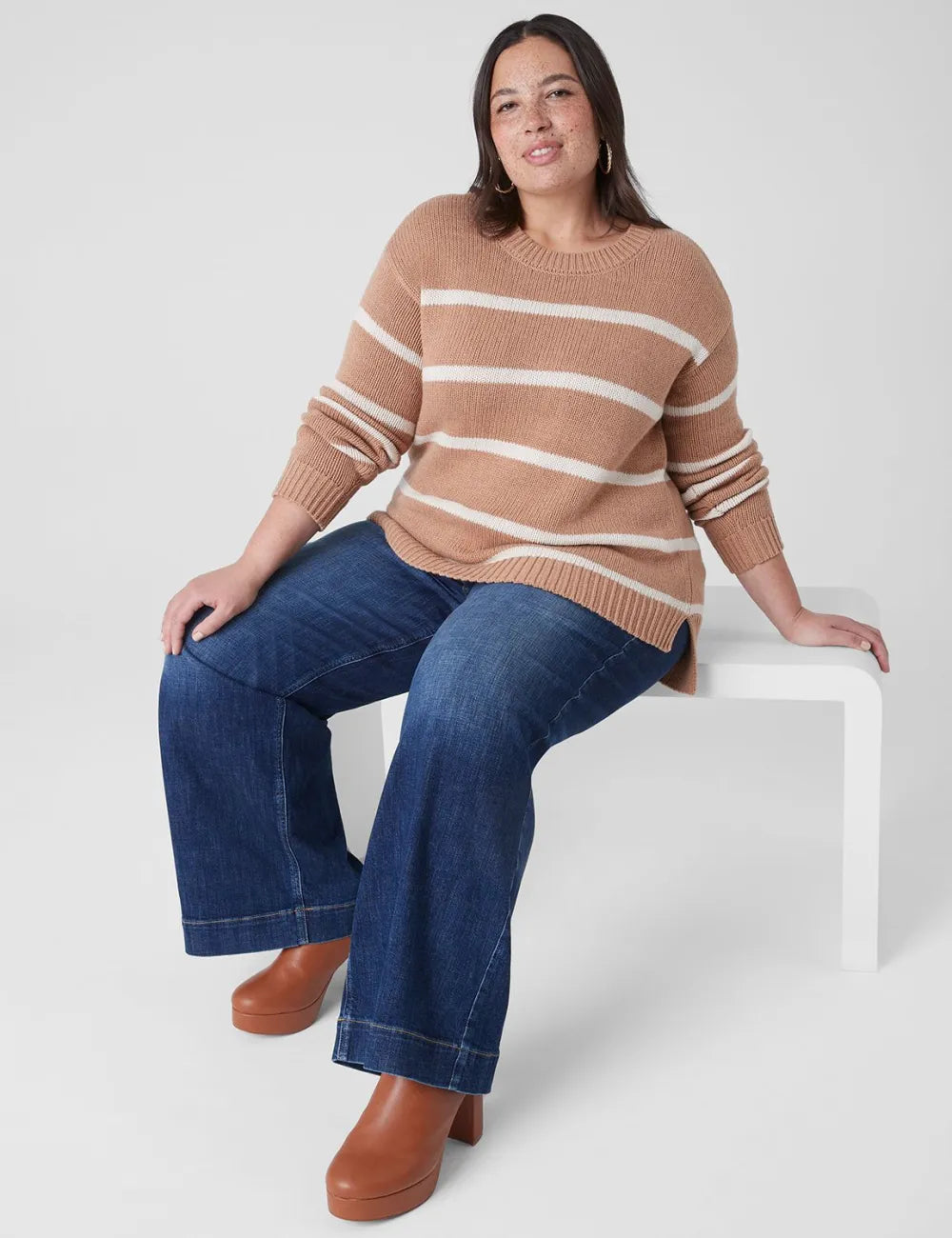 Long-Sleeve Striped Boxy Sweater