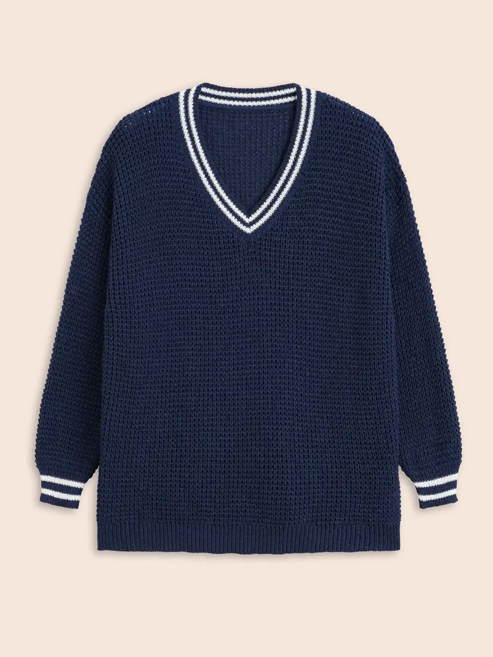 Contrast Striped Drop Shoulder Pullover