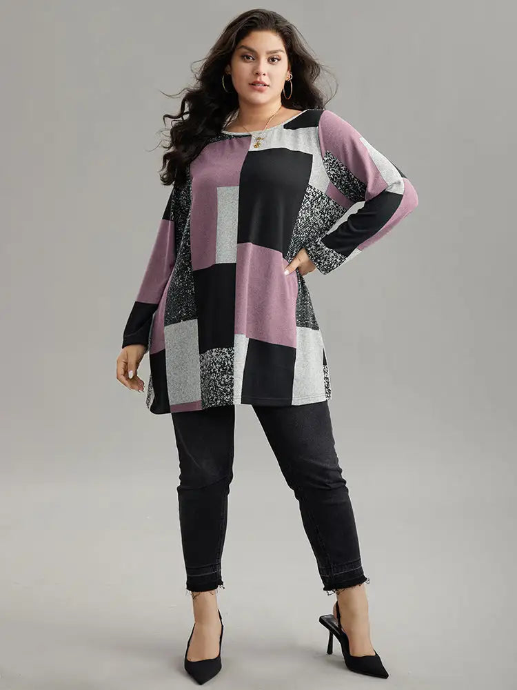 Colorblock Contrast Round Neck T-Shirt
