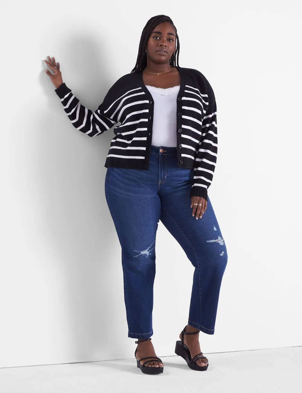 Signature Fit Slim Straight Ankle Jean - Slight Destruction