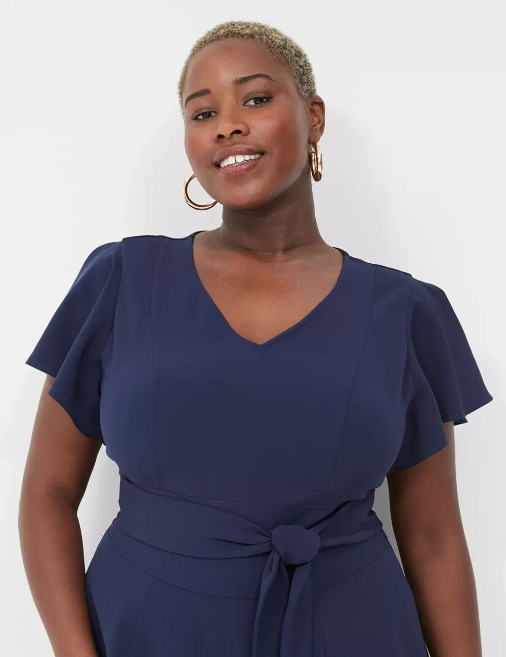 Lena V-Neck High-Low Midi Dress
