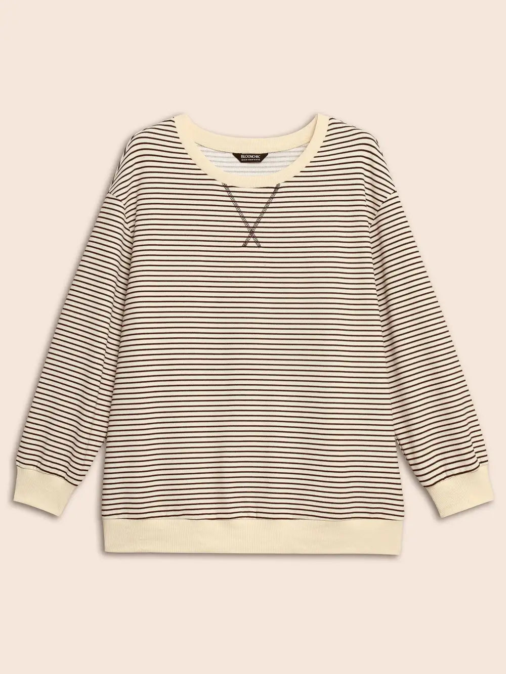 Round Neck Striped Stitch Sweatshirt