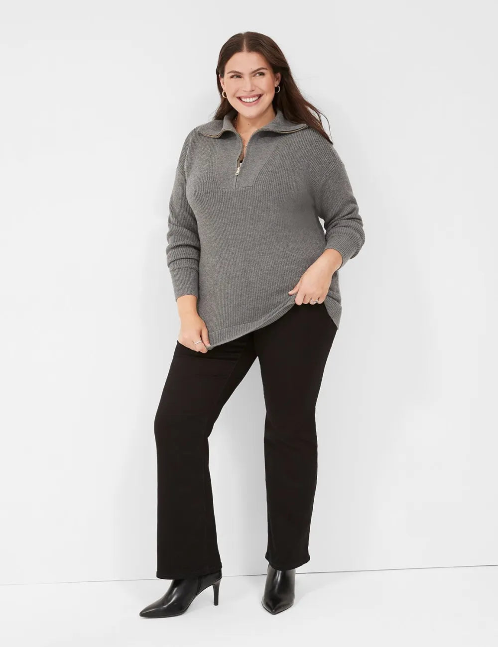 Half-Zip Mock-Neck Sweater