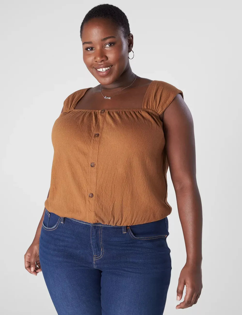 Relaxed Crop Cap-Sleeve Square-Neck Top