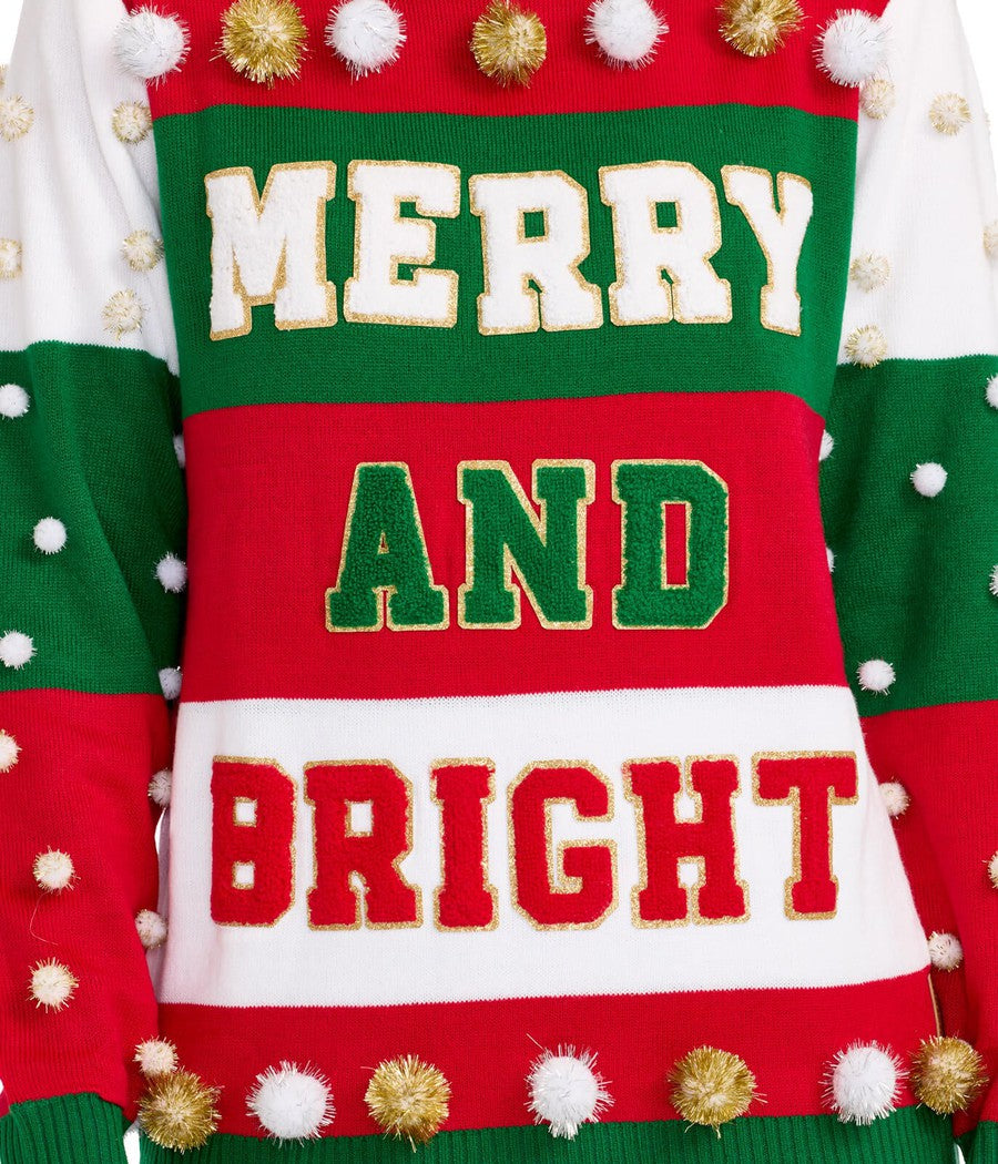 Women's Merry and Bright Turtleneck Christmas Sweater