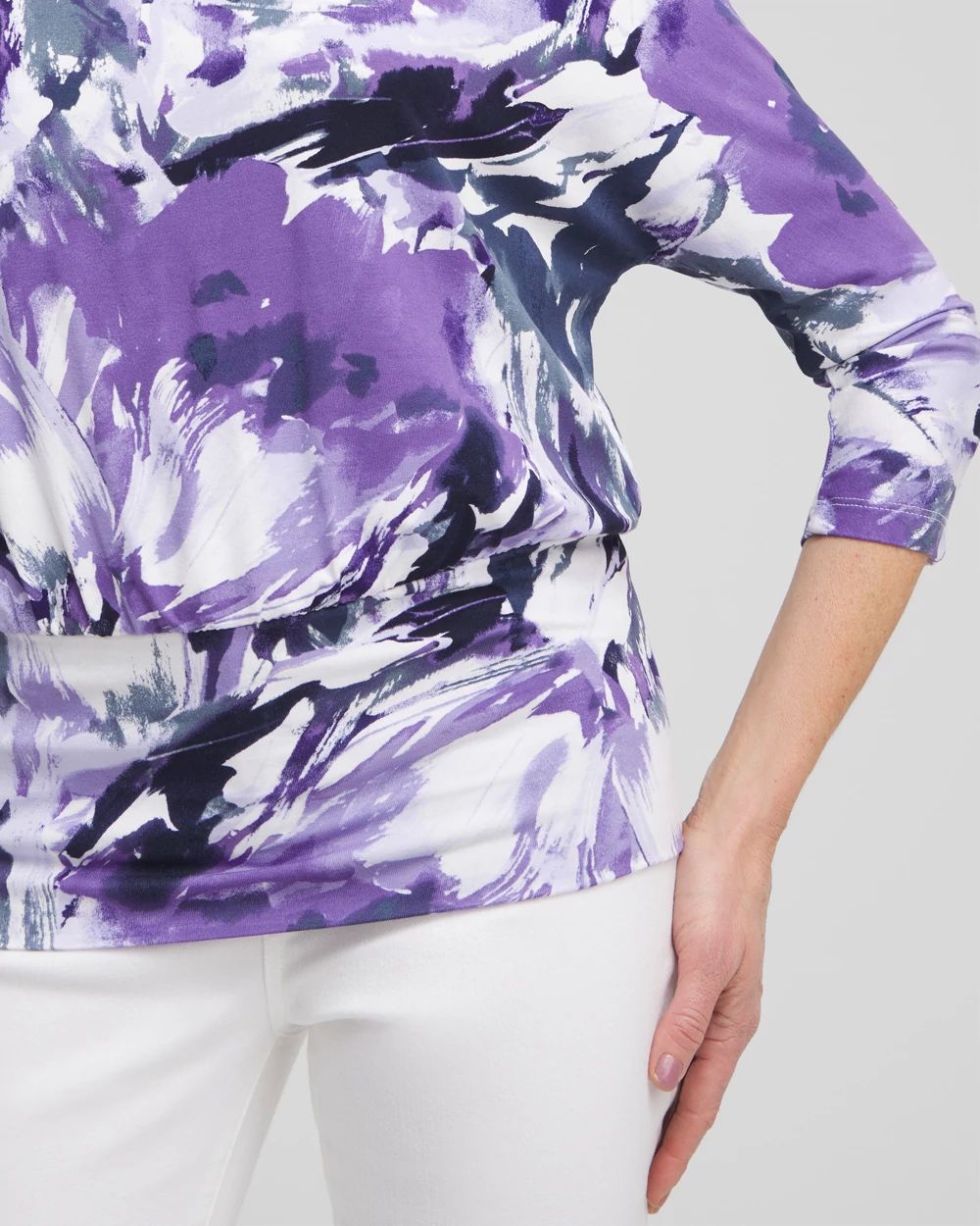 Touch of CoolTM Abstract Banded Hem Top