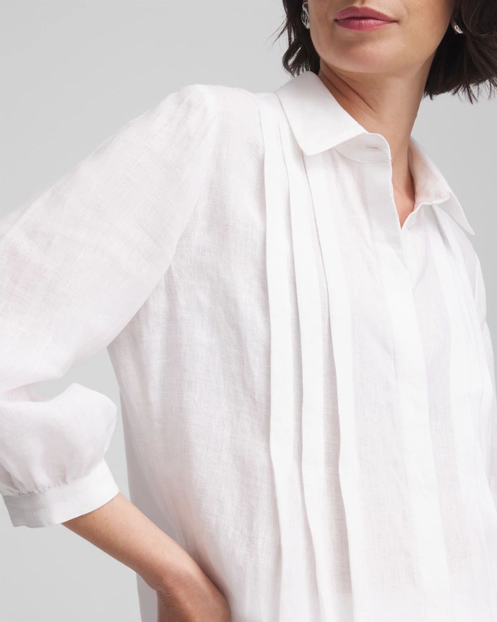 Pintuck Placket Linen Tunic