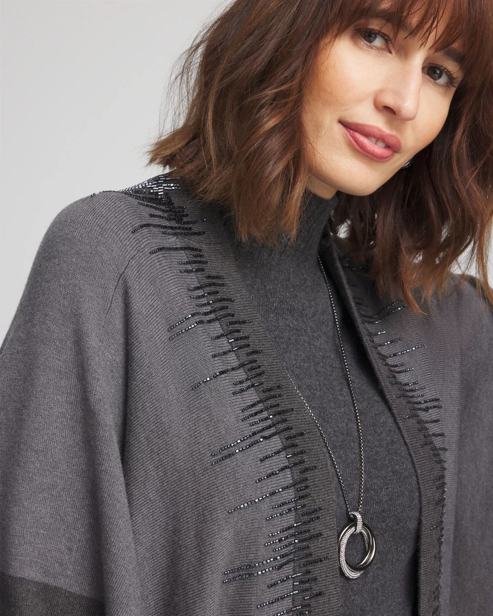 Embellished Colorblock Ruana