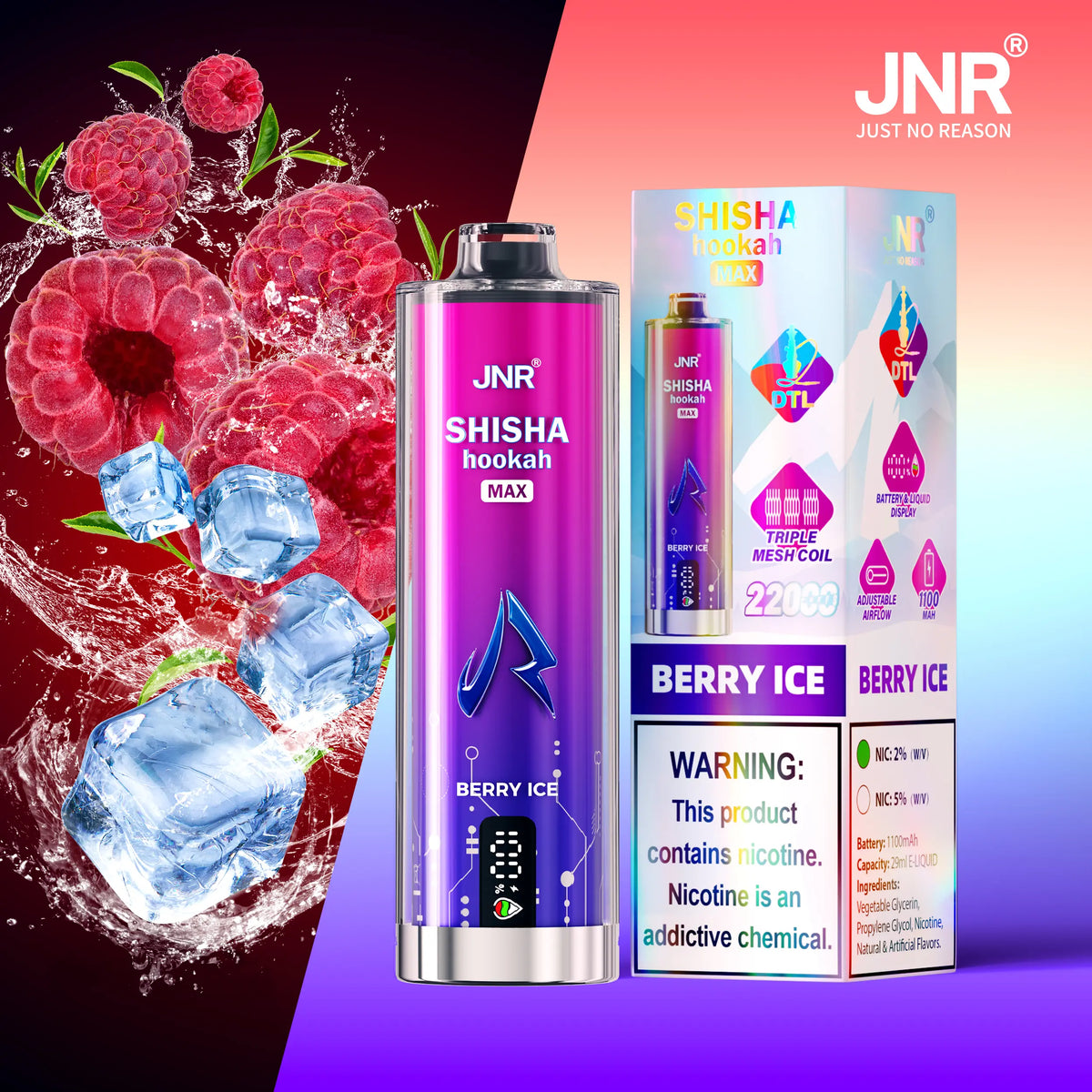JNR Shisha Max 22000 22K Puffs Original Hookah Edition Disposable Vape Pen