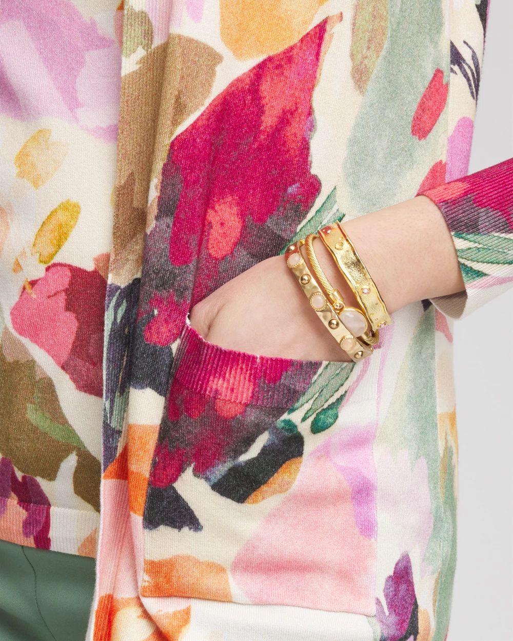 Floral Open-Front Cardigan