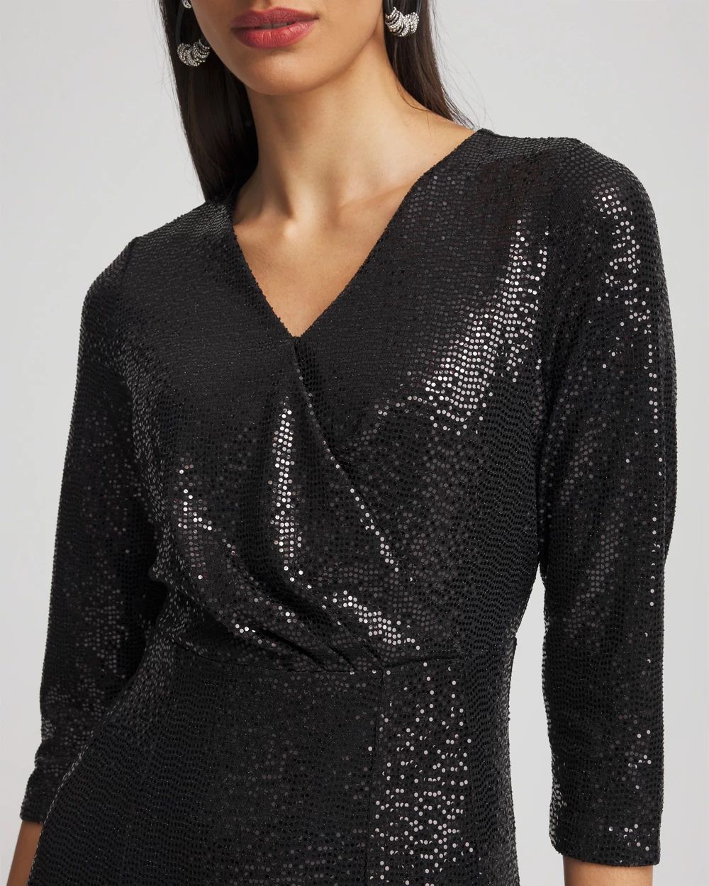 Surplice Sequin Midi Dress