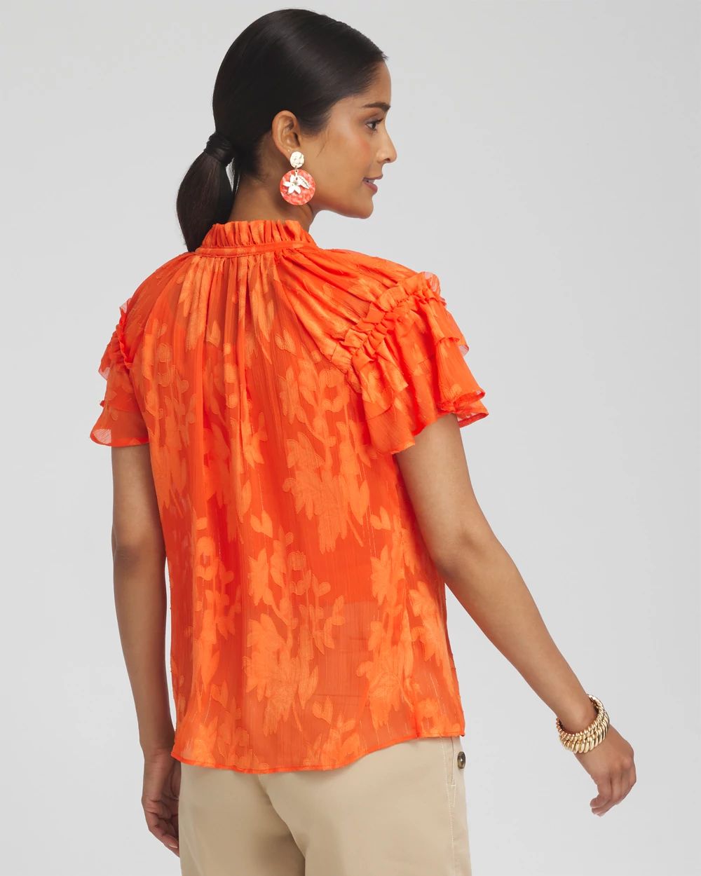 Chiffon Ruffle Neck Blouse