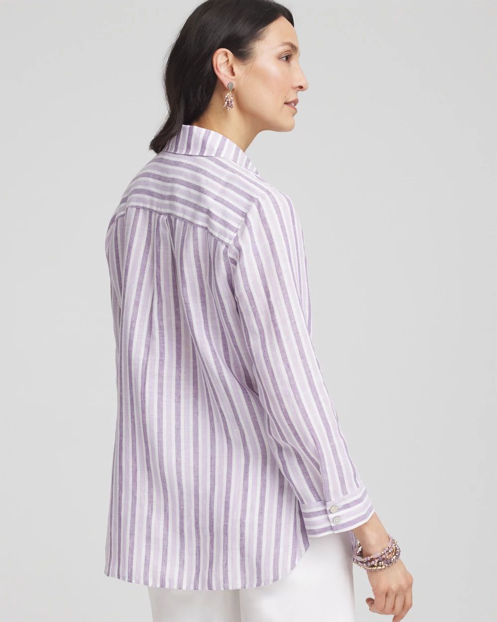 No IronTM Plum Striped Linen Shirt