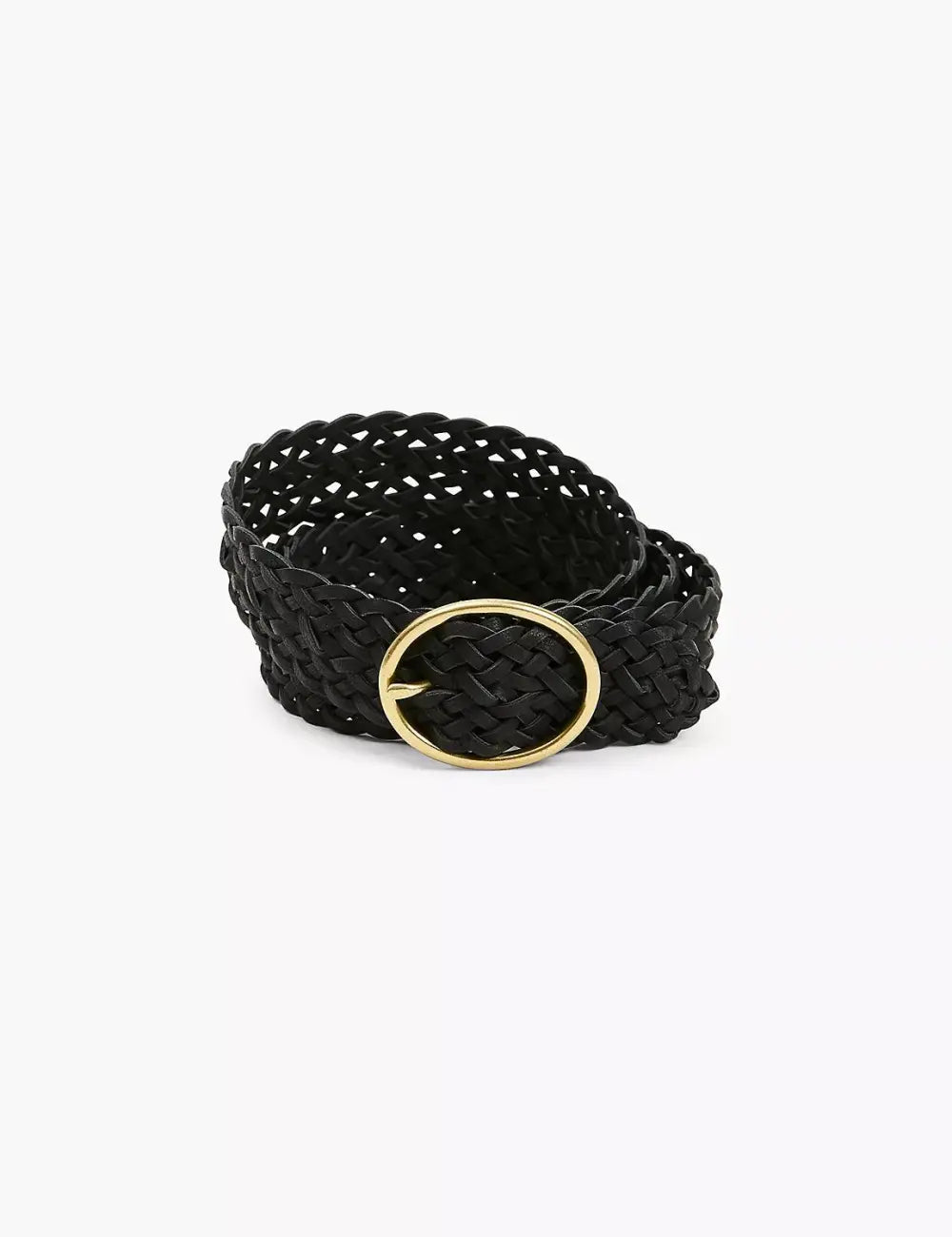 Braided Faux-Leather Oval Ring Versatile Belt