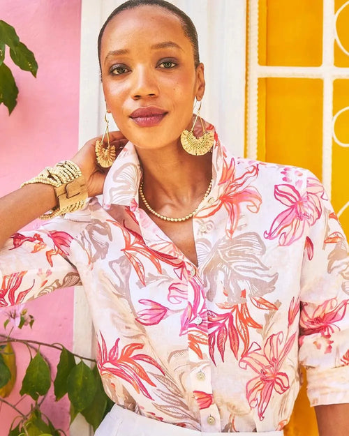 No IronTM Tropical Floral Linen Shirt
