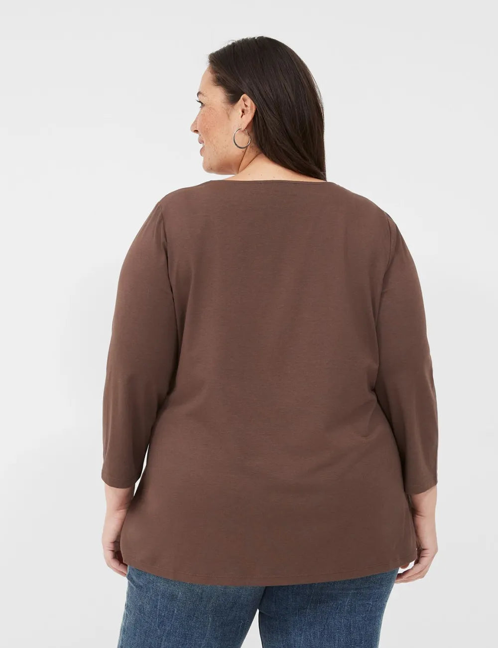 Swing 3/4-Sleeve Pleat-Front Top