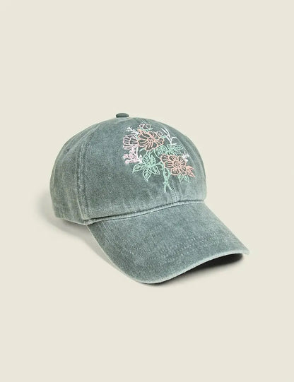 Embroidered Flower Baseball Hat