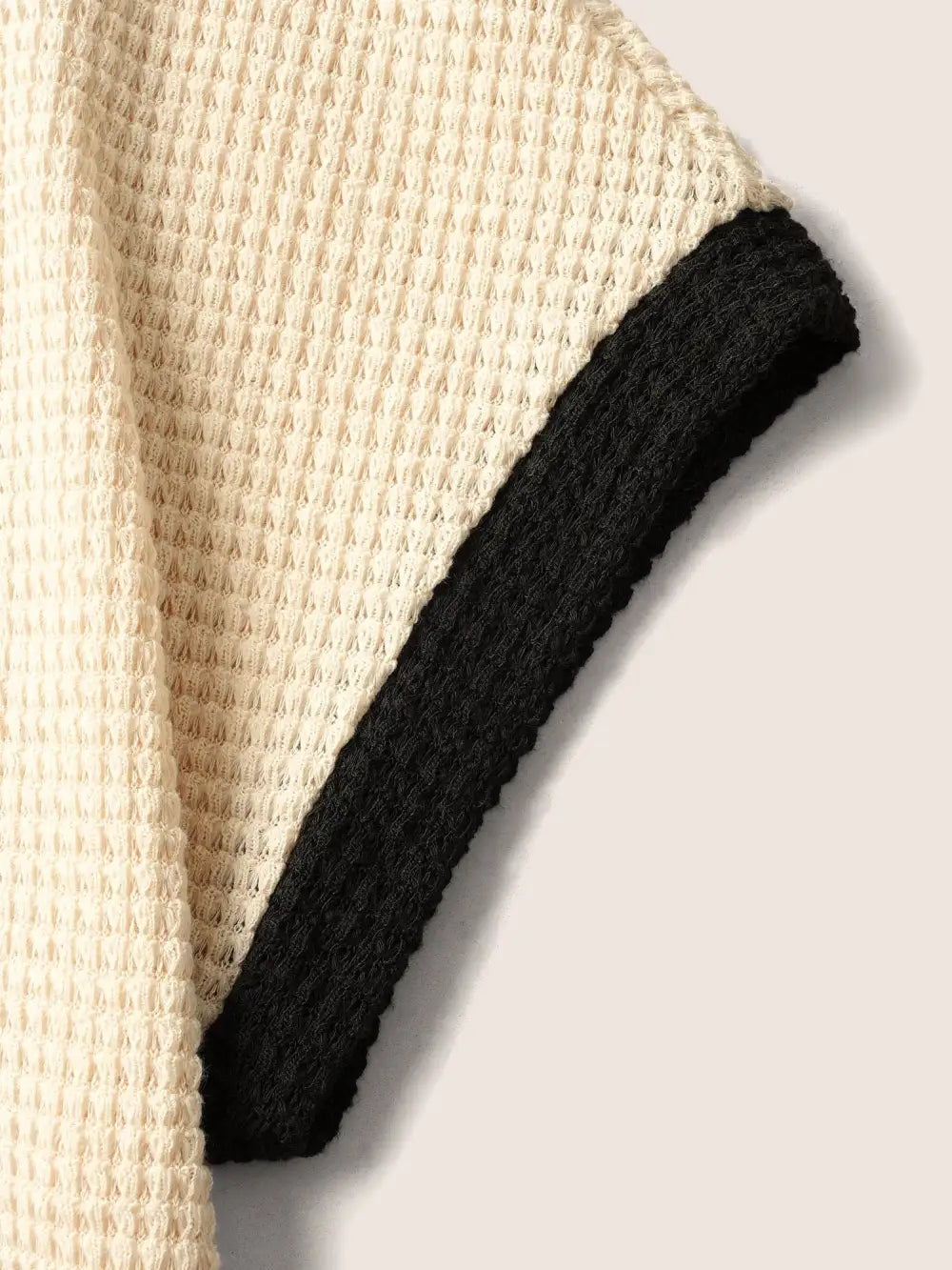 V Neck Contrast Button Detail Knit T-Shirt