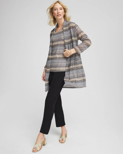 TravelersTM Knit Chevron Open-Front Cardigan
