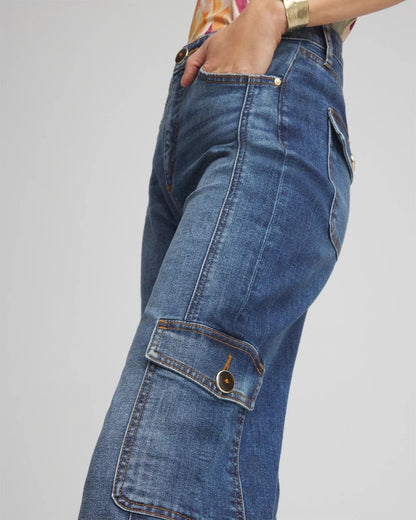 High-Rise Wide-Leg Utility Jeans