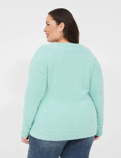 Lurex Crew-Neck Eyelash Sweater