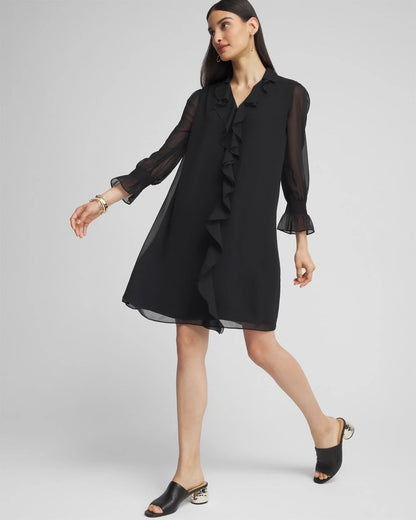 Ruffle Front Shirt Dress
