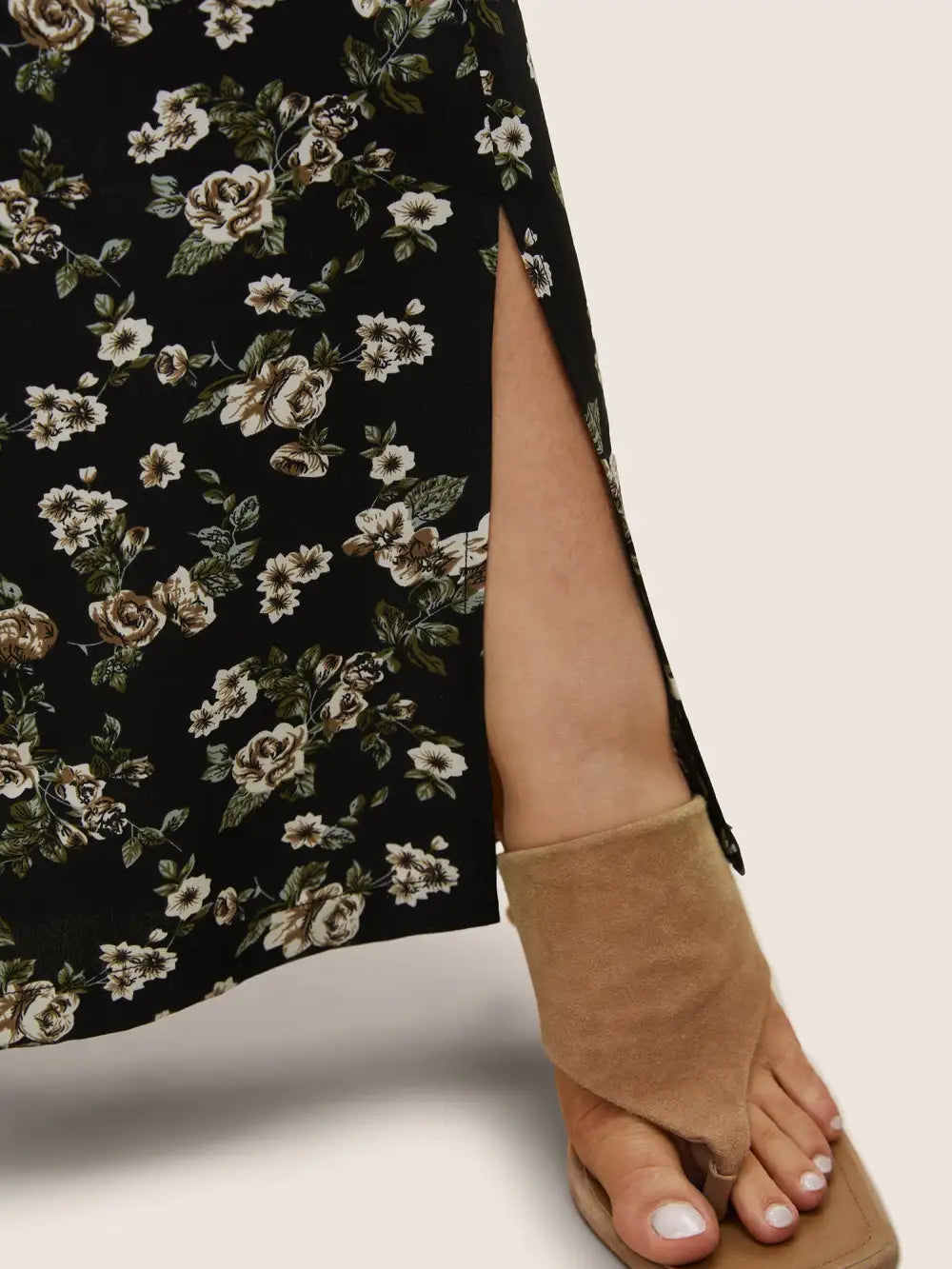 Ditsy Floral Ties Split Hem Wide Leg Pants